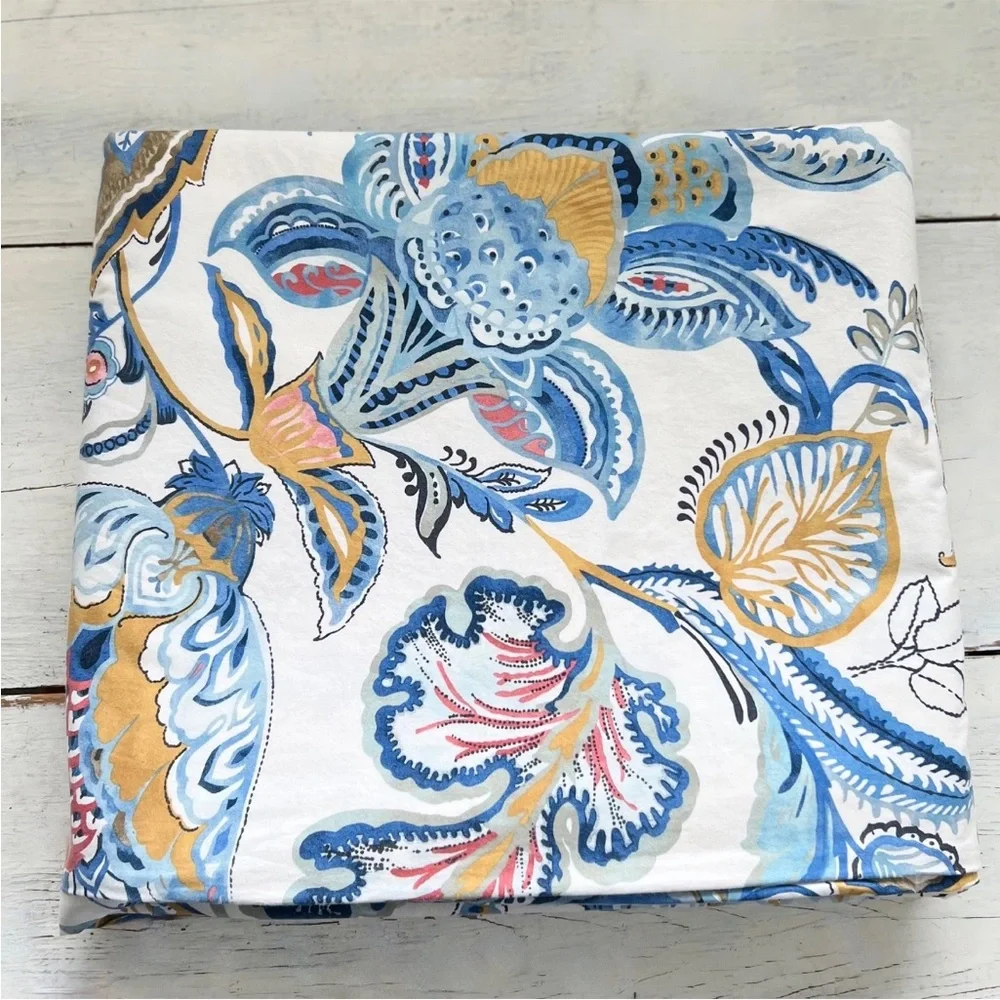 Pottery Barn Merion Palampore Floral Jacobean KING Duvet Cover Cotton Blue White